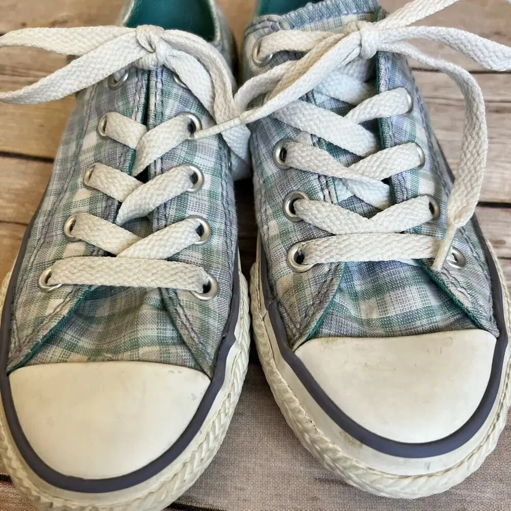Converse Plaid Sneakers Purple Teal Youth 12
